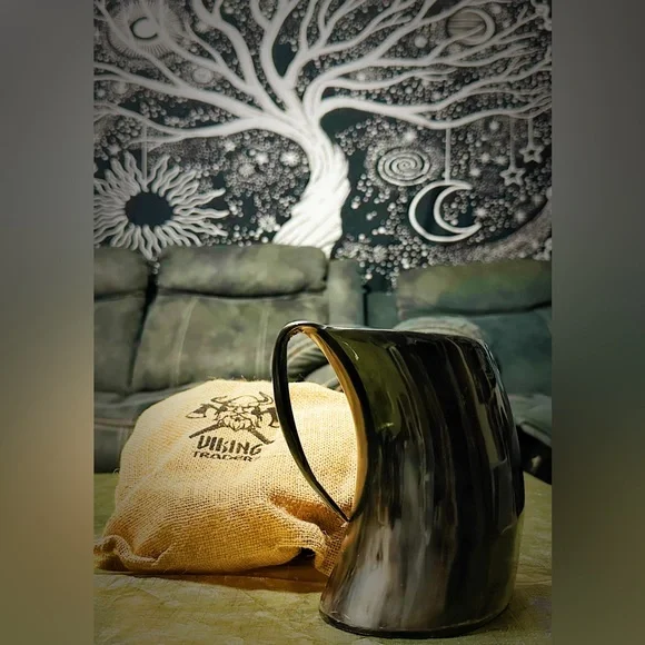 Black Viking Drinking Horn Mug large - Picture 8 of 12
